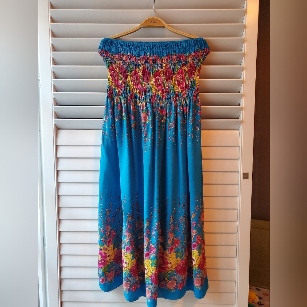 Women Lady Boho Sleeveless Floral Long Maxi Summer Beach Dress Sundress